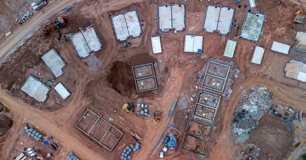 Excavation and site prep in Bluff Dale, Texas showing foundation-ready grading